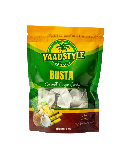 Jamaican YaadStyle Busta Coconut Ginger Candy | Authentic Jamaican Chewy Candy – 3 Pack (2 oz Each) | Coconut & Ginger Sweet