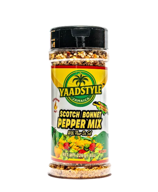 Jamaican YaadStyle™ Scotch Bonnet Pepper Mix – 8 oz | Authentic Jamaican Hot Seasoning with Fleur de Sel | Gluten-Free, No MSG