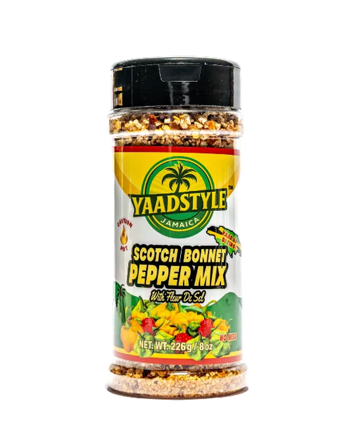 Jamaican YaadStyle™ Scotch Bonnet Pepper Mix – 8 oz | Authentic Jamaican Hot Seasoning with Fleur de Sel | Gluten-Free, No MSG